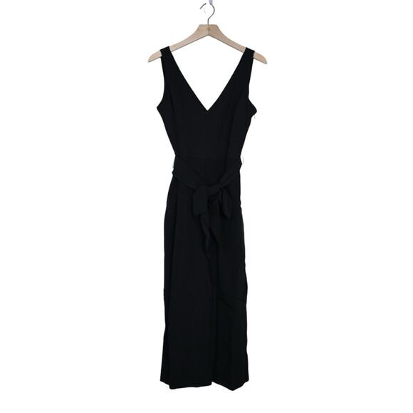 Sam Edelman Womens 8 Tie Waist Crop Wide Leg Jumpsuit in Black NEW - Picture 2 of 9